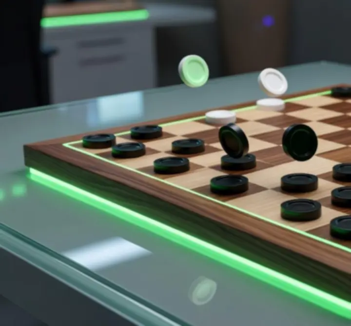 Modern digitális dámatábla neon megvilágítással