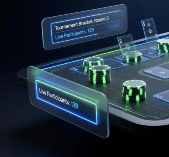 Digitális online versenyfelület neon fényekkel